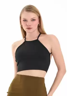 Kadın Siyah Sırtı Açık Crop Top BLZ-00254