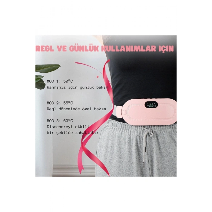 Digital Regl Kemeri Lüks Göstergeli Sıcaklık Titreşim Şarjlı Bel Kemeri Masaj Aleti