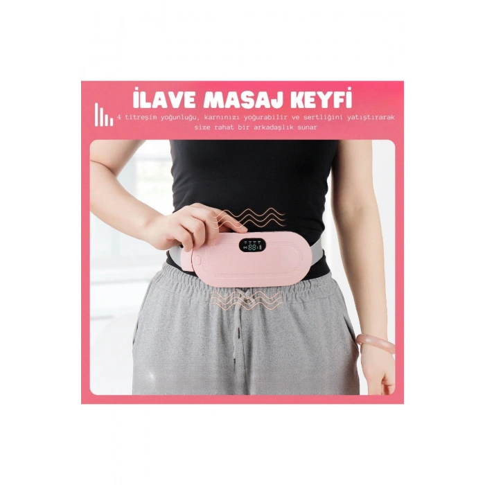 Digital Regl Kemeri Lüks Göstergeli Sıcaklık Titreşim Şarjlı Bel Kemeri Masaj Aleti