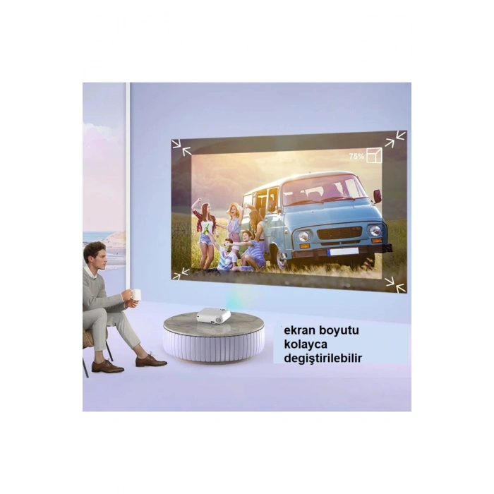 YeniTech Taşınabilir Mini Projektör Ev Ofis İçin Çok Fonksiyonlu Telefon Akıllı Full HD Projeksiyon