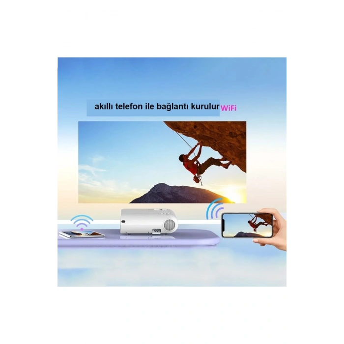 YeniTech Taşınabilir Mini Projektör Ev Ofis İçin Çok Fonksiyonlu Telefon Akıllı Full HD Projeksiyon