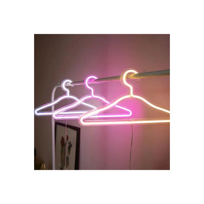 Işıklı Elbise Askısı Renkli Neon Gece Askları Ev Partisi Düğün Dekorasyon Giyim Mağazası Işıklı Askı