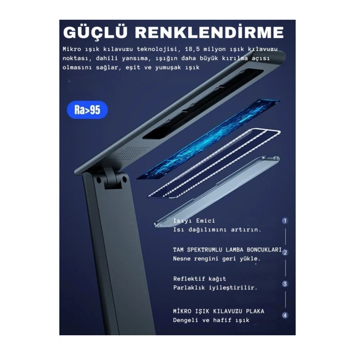 Şarjlı dokunmatik ledli okuma çalışma masa lambası 3 renkli kısılabilir şık dekoratif çalışma ışığı