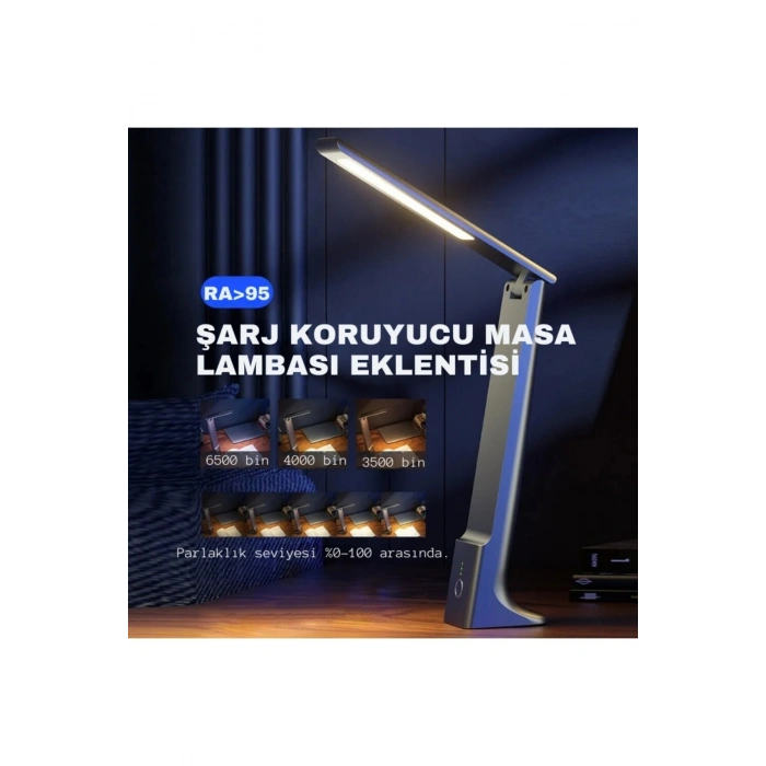Şarjlı dokunmatik ledli okuma çalışma masa lambası 3 renkli kısılabilir şık dekoratif çalışma ışığı