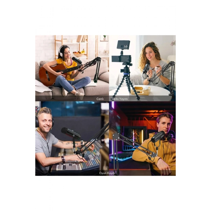 Profesyonel YouTuber Oyun Mikrofon Set Çok Amaçlı Kondenser Mikrofon TakÇalıştır Podcast Yayın Kayıt