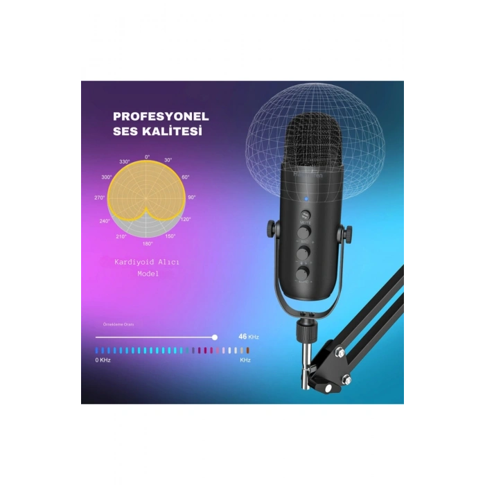 Profesyonel YouTuber Oyun Mikrofon Set Çok Amaçlı Kondenser Mikrofon TakÇalıştır Podcast Yayın Kayıt