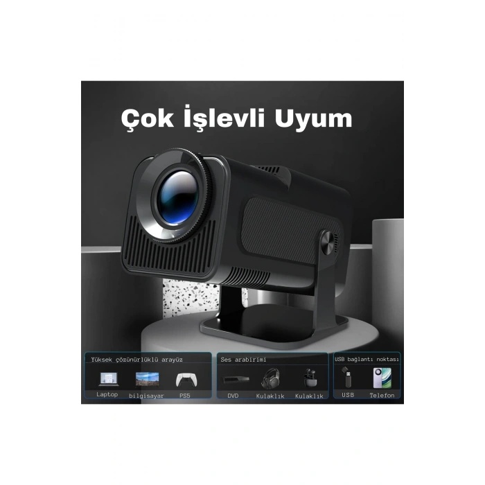 HY 320 Projeksiyon Full HD HDMI-USB Taşınabilir Yüksek Performans Bluetoth-Wifi Ev Sineması Oyun