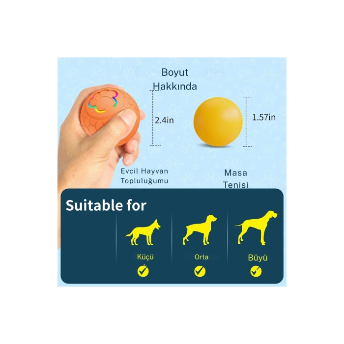 Otomatik Şarjlı Köpek Kedi Oyuncağı Hareketli RGB Işıklı Zıplayan Akıllı Top Kedi Oyuncağı