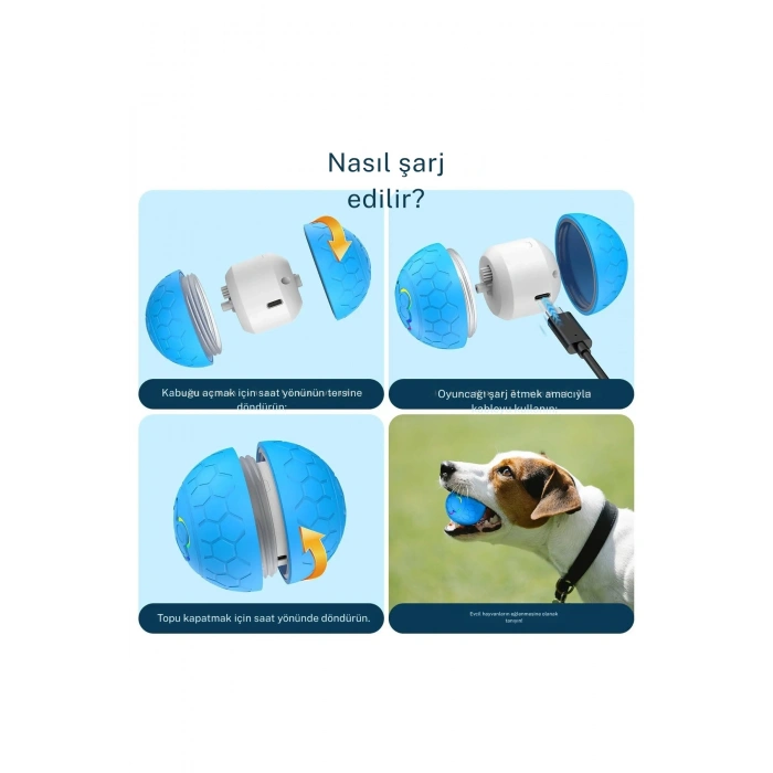 Otomatik Şarjlı Köpek Kedi Oyuncağı Hareketli RGB Işıklı Zıplayan Akıllı Top Kedi Oyuncağı