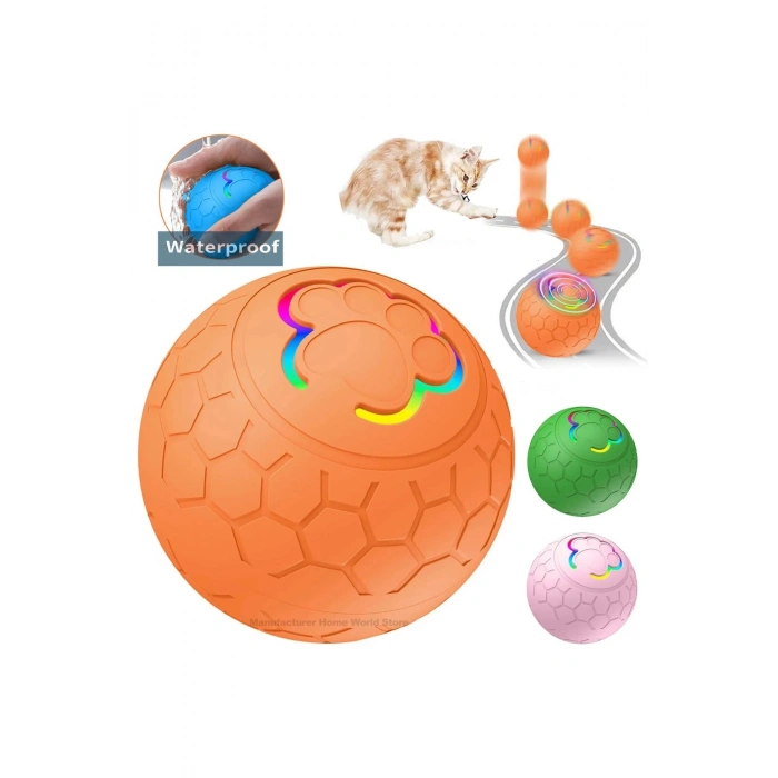 Otomatik Şarjlı Köpek Kedi Oyuncağı Hareketli RGB Işıklı Zıplayan Akıllı Top Kedi Oyuncağı
