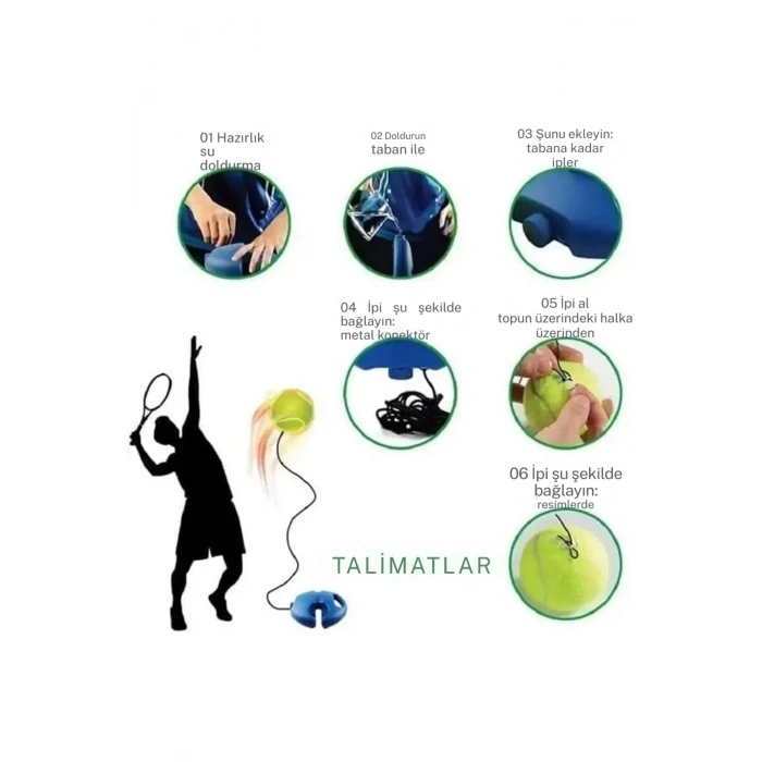 Tenis Antrenör Seti Profesyonel Elastik Halatlı Tenis Antrenman Aleti Pratik Spor Fitness Aleti