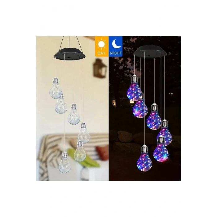 Güneş Enerjili LED Rüzgar Ampülü 7 Renk Bahçe Aydınlatma Balkon Veranda Süs Işığı Dilek Tasarım