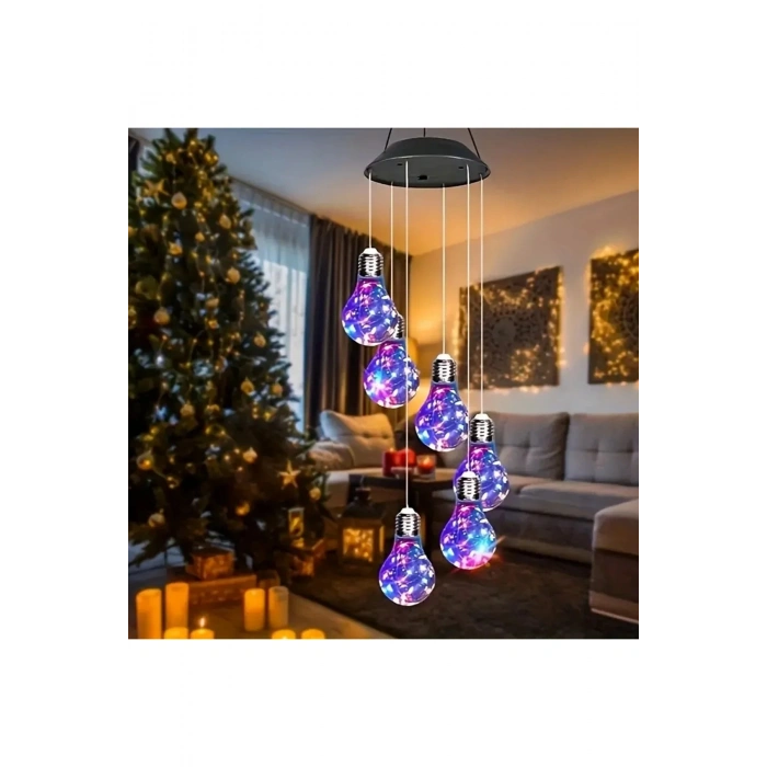 Güneş Enerjili LED Rüzgar Ampülü 7 Renk Bahçe Aydınlatma Balkon Veranda Süs Işığı Dilek Tasarım