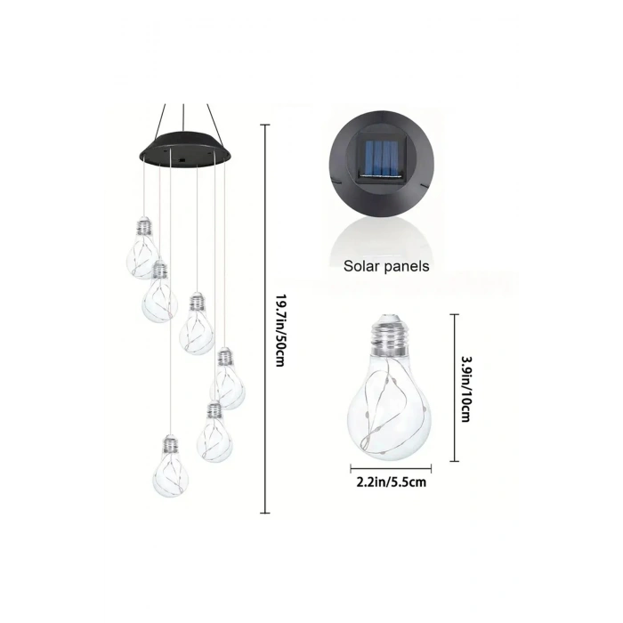 Güneş Enerjili LED Rüzgar Ampülü 7 Renk Bahçe Aydınlatma Balkon Veranda Süs Işığı Dilek Tasarım