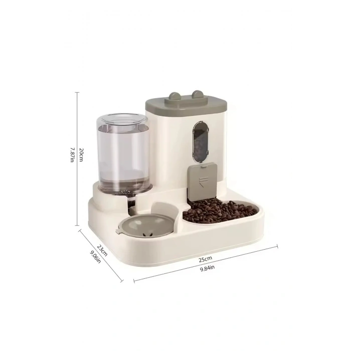 Kedi & Köpek Mama ve Su Kabı 2.2L Mama + 800 ml Su Hazneli Standlı Pratik ve Hijyenik Besleme Seti