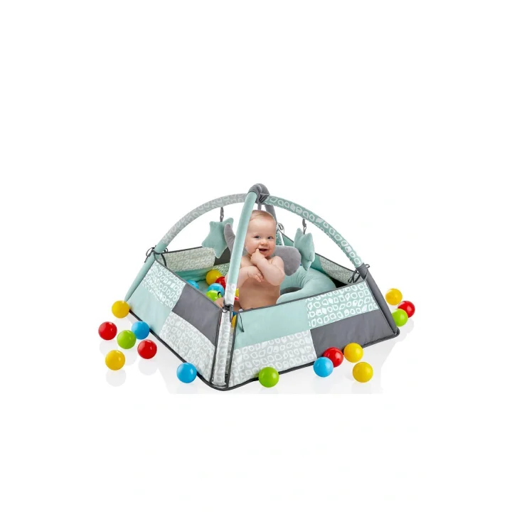 Babyjem Güvenlikli Aktivite Oyun Halısı Yeşil 25 Adet Top Hediyeli