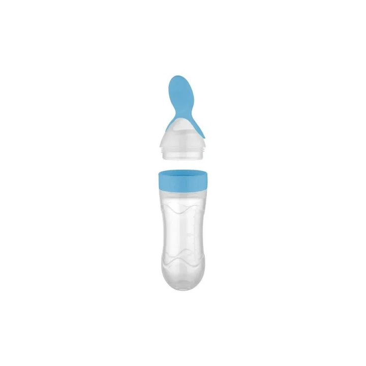 Babyjem Sıkmalı Kaşıklı Mama Biberonu Mavi