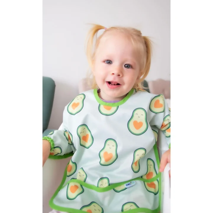 Babyjem Baskılı Blw Kollu Mama Önlüğü Avakado Desen