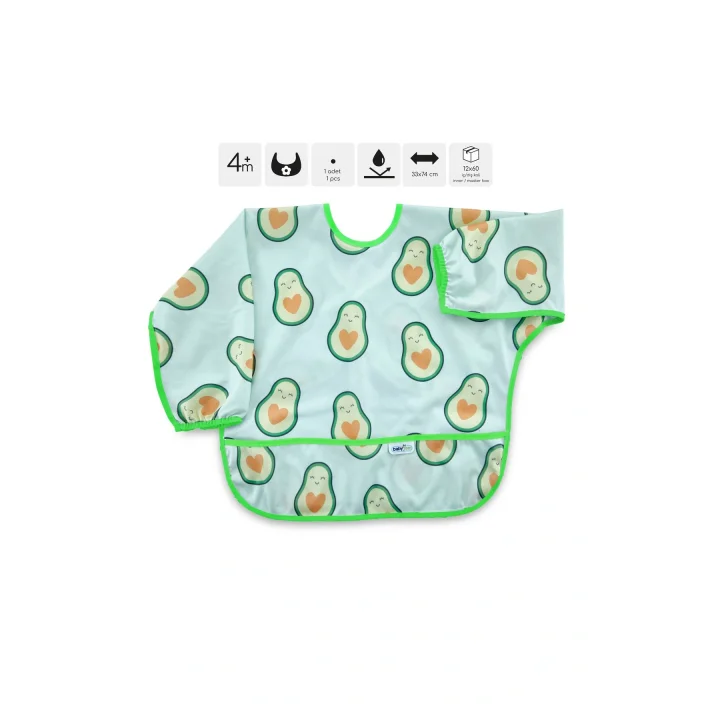 Babyjem Baskılı Blw Kollu Mama Önlüğü Avakado Desen