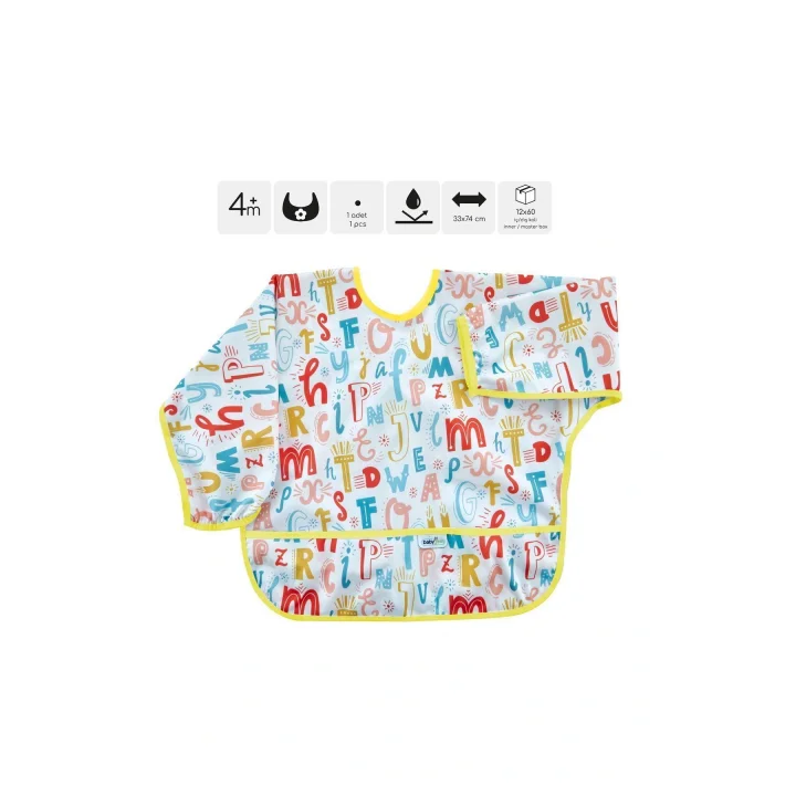 Babyjem Baskılı Blw Kollu Mama Önlüğü Harf Desen