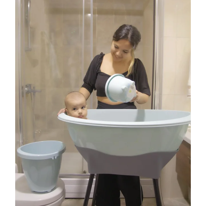 Babyjem Elegant Yenidoğan Ayaklı Bebek Banyo Küvet Seti Soft Mavi