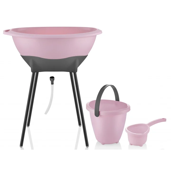 Babyjem Elegant Yenidoğan Ayaklı Bebek Banyo Küvet Seti Soft Pembe