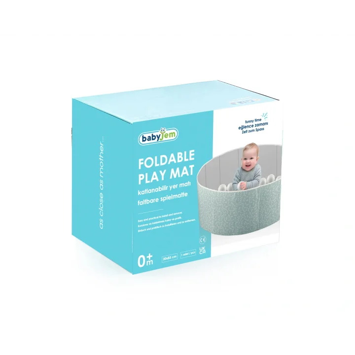 Babyjem Katlanabilir Bebek Top Havuzu Yeşil Çiçek 100 Adet Top Hediyeli