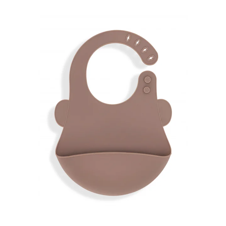 Babyjem Oval Hazneli Silikon Mama Önlüğü Latte