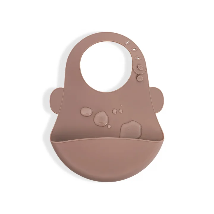 Babyjem Oval Hazneli Silikon Mama Önlüğü Latte