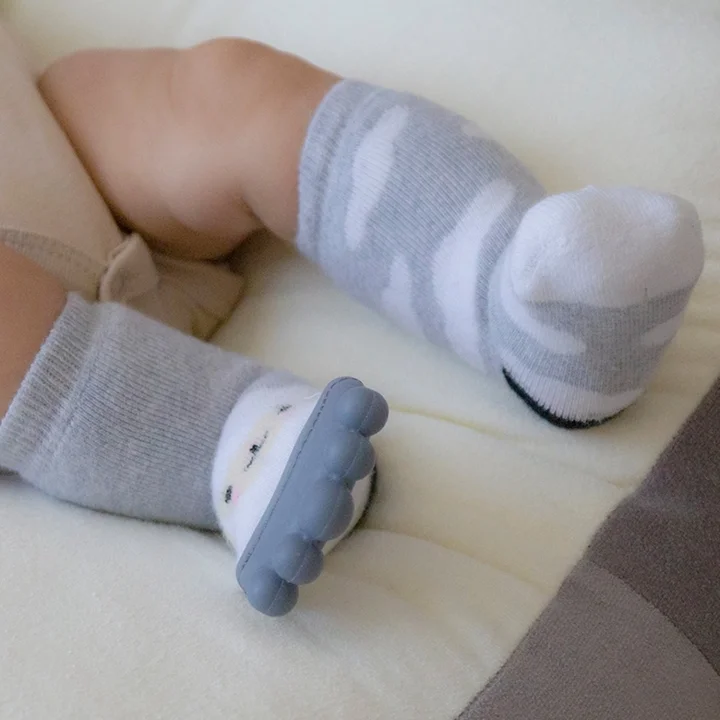 Babyjem Diş Kaşıyıcılı Havlu Bebek Çorabı Gri
