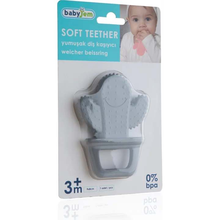 Babyjem Yumuşak Kaktüs Dişlik Diş Kaşıyıcı Gri