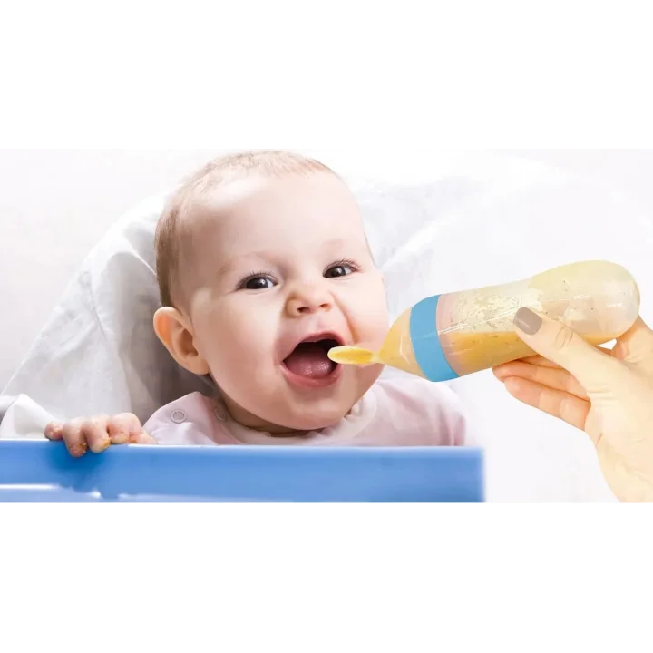 Babyjem Sıkmalı Kaşıklı Mama Biberonu Mavi