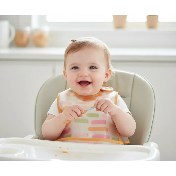 Babyjem Leke Tutmaz Giymeli Mama Önlüğü Pastel Şerit