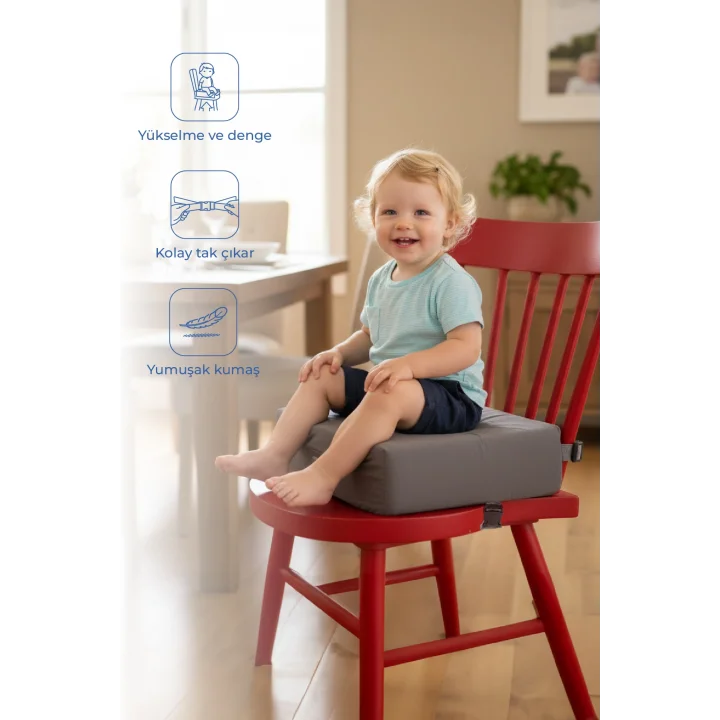 Babyjem QuickBoost Bebek Mama Sandalye Yükseltici Minder Antrasit