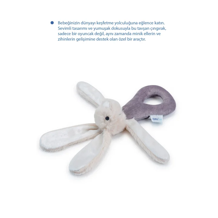 Babyjem Tutmalı Çıngıraklı Mini Peluş Tavşan Taş 842