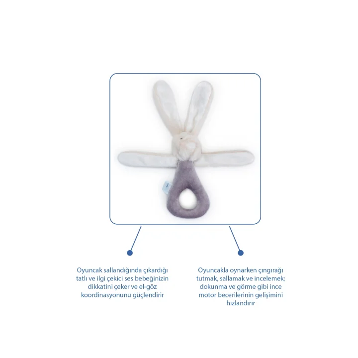 Babyjem Tutmalı Çıngıraklı Mini Peluş Tavşan Taş 842