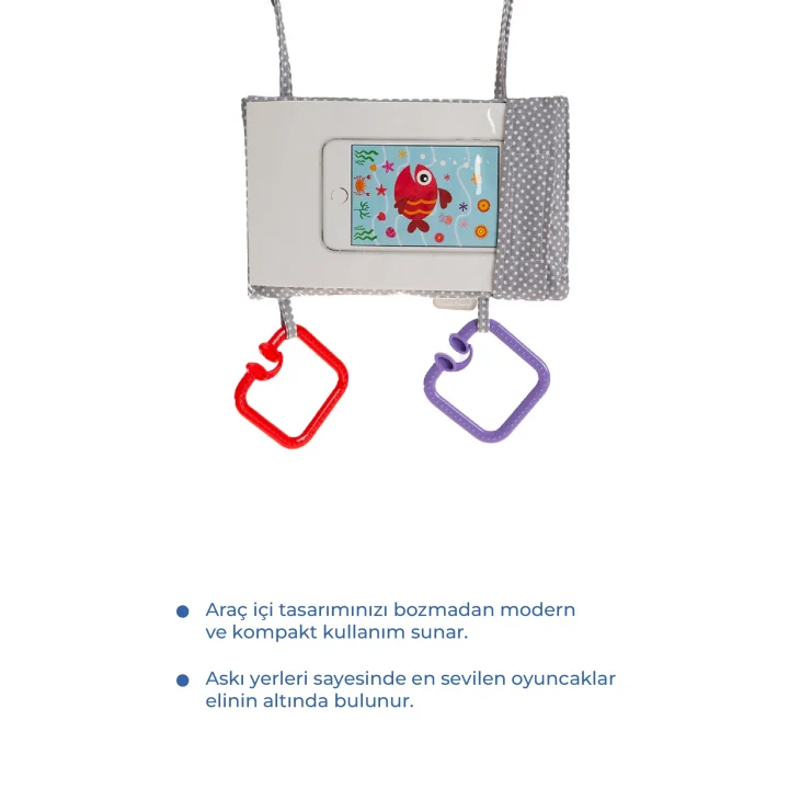 Babyjem Bebek Araç İçi Oto Koltuğu Arkası Telefon Askılığı Gri Puanlı