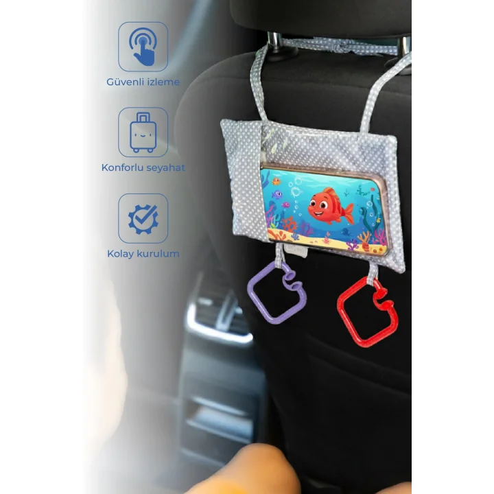 Babyjem Bebek Araç İçi Oto Koltuğu Arkası Telefon Askılığı Gri Puanlı