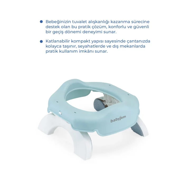 Babyjem Portatif Katlanabilir Seyahat Lazımlığı Soft Mavi + 5 Hediye Poşet