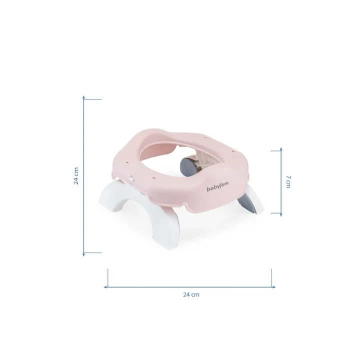 Babyjem 2 İn 1 Portatif Katlanabilir Seyahat Lazımlığı Klozet Adaptörü Soft Pembe + 5 Hediye Poşet