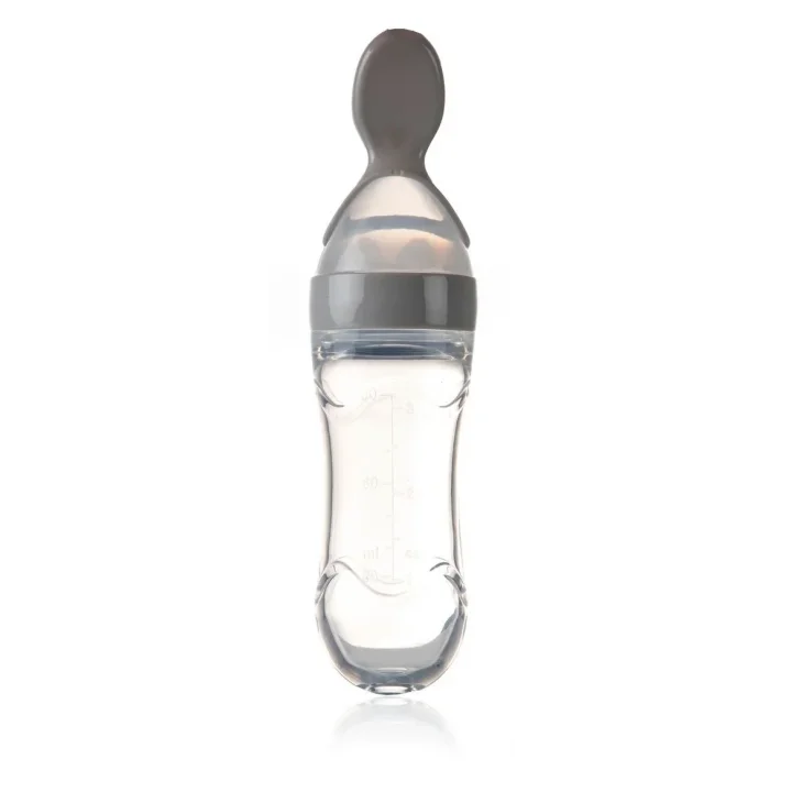 Babyjem Sıkmalı Kaşıklı Mama Biberonu Gri