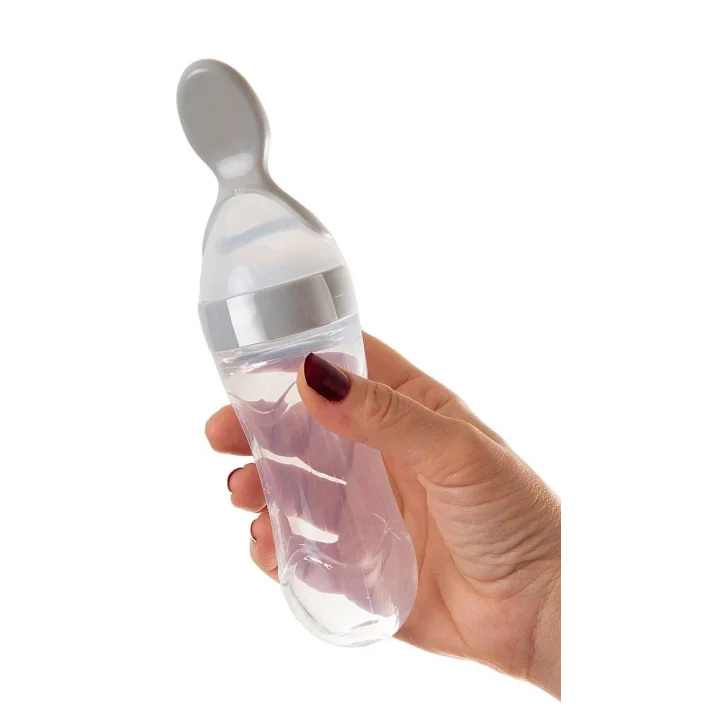 Babyjem Sıkmalı Kaşıklı Mama Biberonu Gri