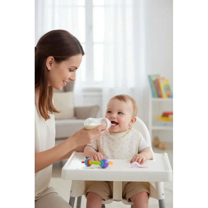 Babyjem Sıkmalı Kaşıklı Mama Biberonu Pembe