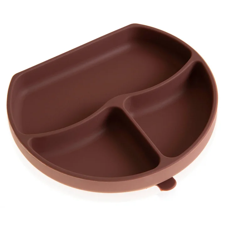 Babyjem Vakum Tabanlı Sabitlenebilir Silikon Tabak Mocha