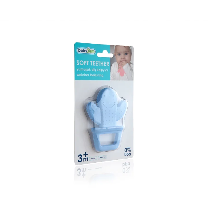 Babyjem Yumuşak Kaktüs Dişlik Diş Kaşıyıcı Mavi