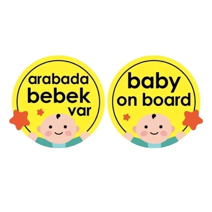 Babyjem Vakumlu Arabada Bebek Var Cam Yazısı Sarı