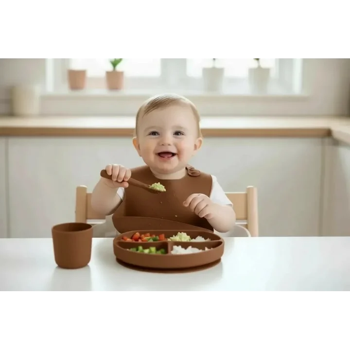 Babyjem Silikon Beslenme Seti Latte 4 Parça Hediye Seti