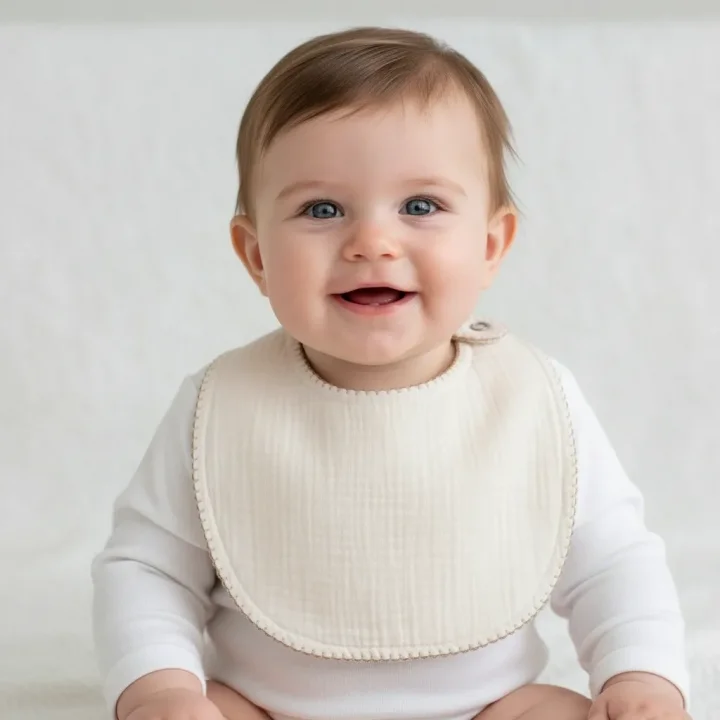 Babyjem Bürümcük Soft Müslin Mama Önlüğü Ekru