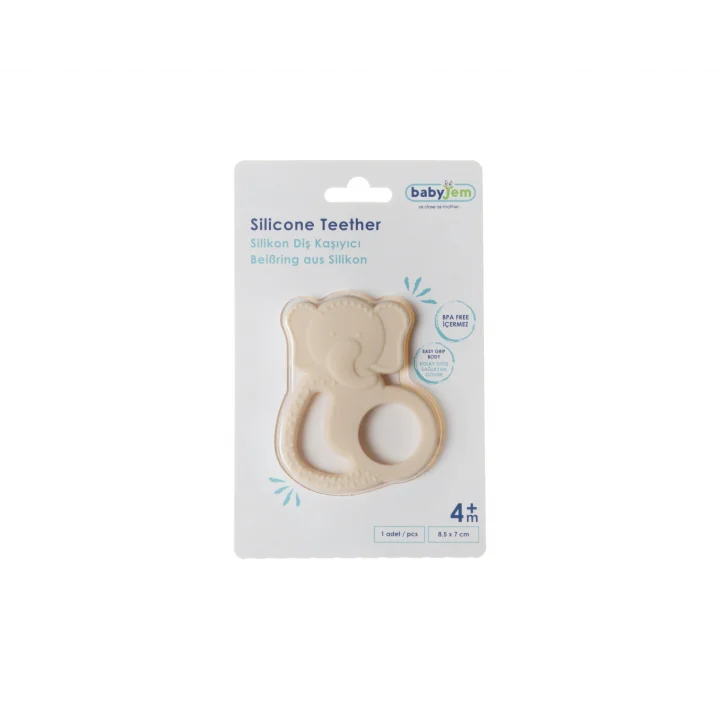 Babyjem Silikon Fil Diş Kaşıyıcı Ekru