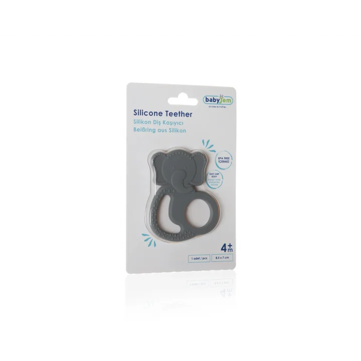 Babyjem Silikon Fil Diş Kaşıyıcı Gri